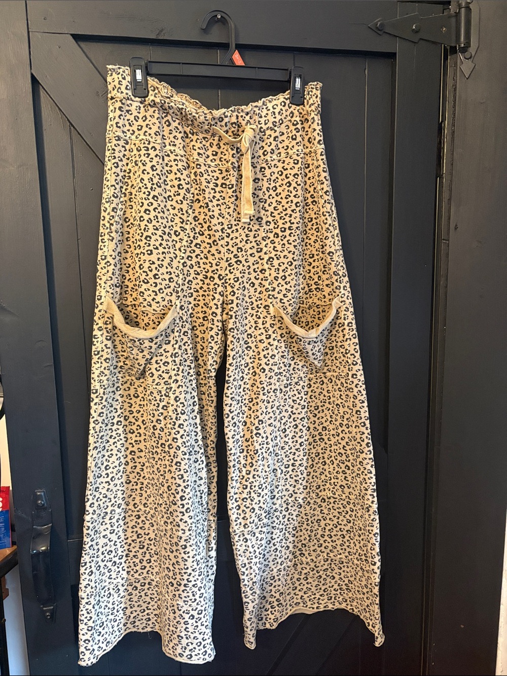 Wide Leg Leopard Print Pants - Beige